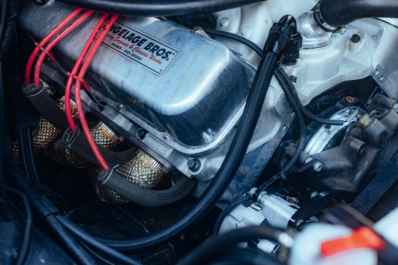 Brodix cylinder head and custom header heat shielding