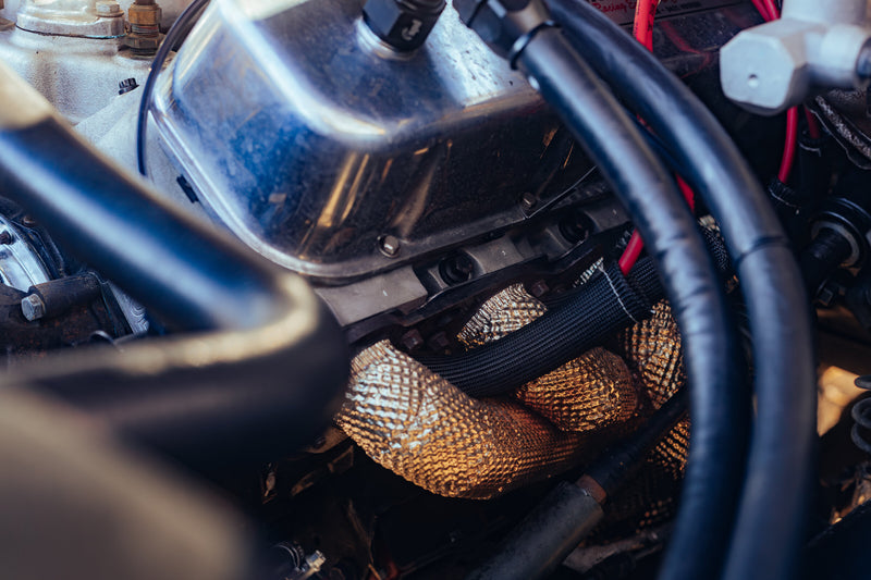 Custom heat shielding on the big-block headers