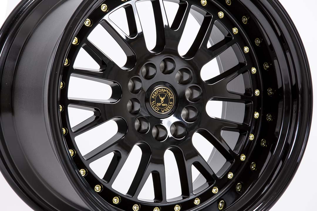 59North D-003 – Gloss Black / Gold Rivets