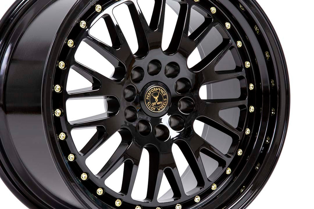 59North D-003 – Gloss Black / Gold Rivets