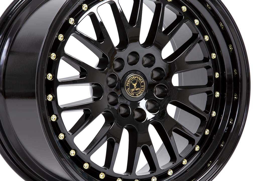59North D-003 – Gloss Black / Gold Rivets