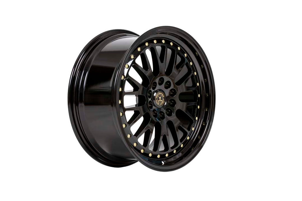 59North D-003 – Gloss Black / Gold Rivets