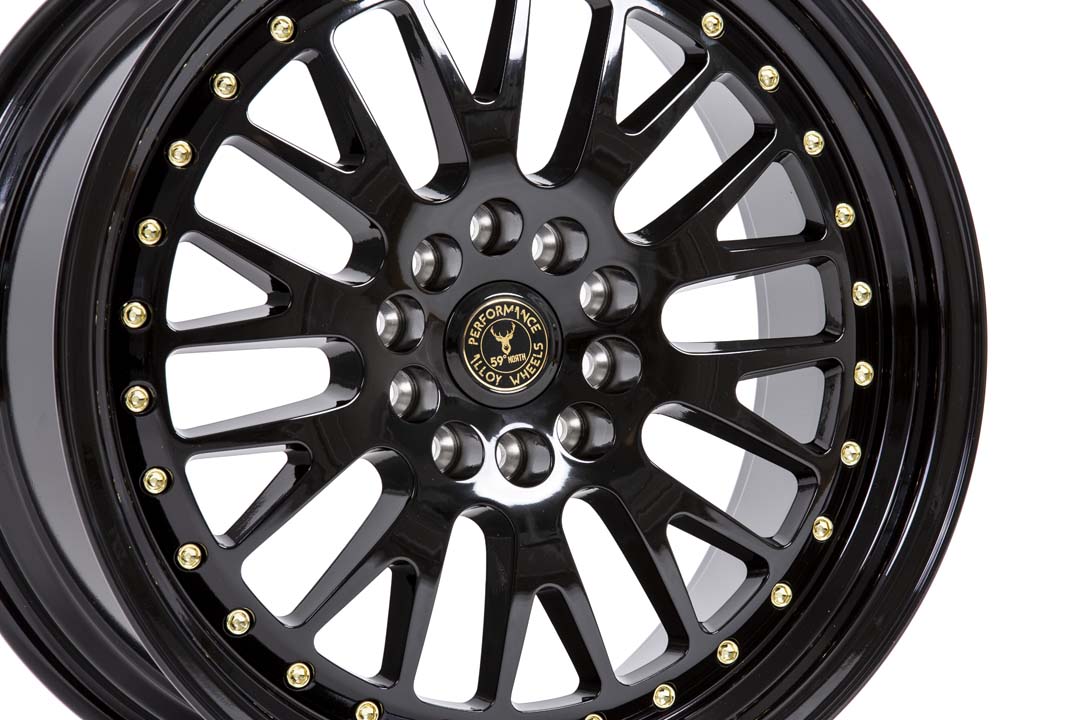 59North D-003 – Gloss Black / Gold Rivets