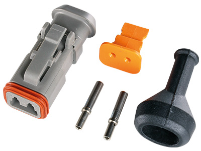 Connector 2-pin DT series male with boot Main image