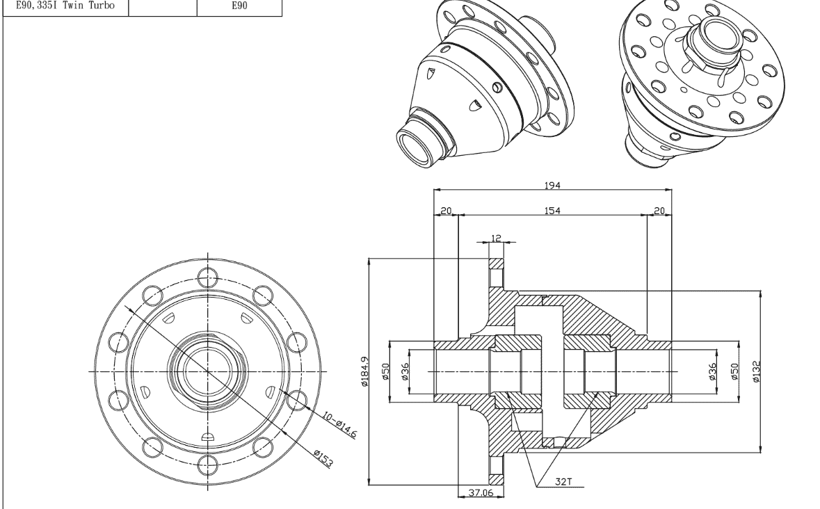 Tenaci Torsen diferentsiaal (TBM-410) – BMW 215K Sekundaarkujutis