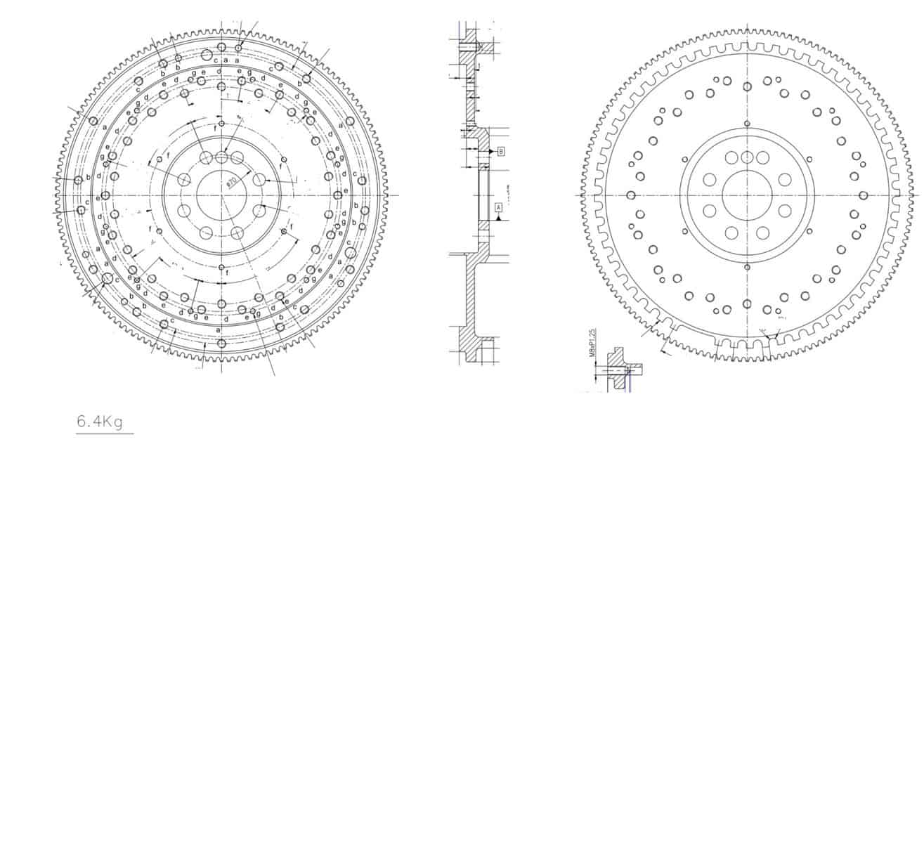 Tenaci Modular Flywheel 184 mm clutch for Mercedes OM606, OM603, M104, Sekundaarkujutis
